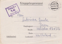 PRISONERS OF WAR MAIL 1943 LETTER SENT FROM STALAG IV A  HOHNSTEIN TO POZNAŃ - Prisoner Camps