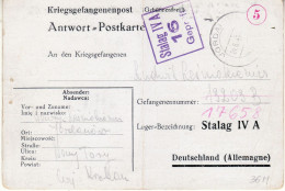 PRISONERS OF WAR MAIL 1940 POSTCARD SENT FROM NOWY TARG TO STALAG IV A - Gevangenkampen