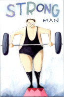 11-8-2023 (2 T 15) Advertising Postcard - Strong Man (humour - Weight Liftinh) - Halterofilia