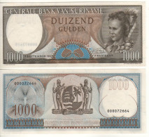 SURINAME   1,000  Gulden  P124    1963 ( Woman At Front  -  Arms At Back )   UNC - Surinam