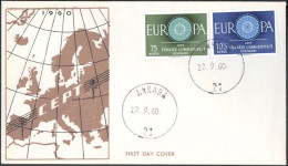 Europa CEPT 1960 Turquie - Türkei - Turkey FDC4 Y&T N°1567 à 1568 - Michel N°1774 à 1775 - 1960