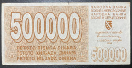 Bosnia, Sarajevo, 500 000 Dinara, Pick 32, VF, Rare - Bosnie-Herzegovine