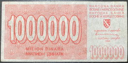 Bosnia, Sarajevo, 1.000.000 Dinara, Pick 33, VF-XF, Rare - Bosnie-Herzegovine