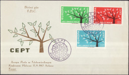 Europa CEPT 1962 Turquie - Türkei - Turkey FDC5 Y&T N°1627 à 1629 - Michel N°1843 à 1845 - 1962