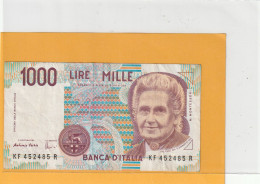 BANCA D'ITALIA  .  1.000 LIRE . M. MONTESSORI  .  N°  KF 452485 R  .  2 SCANES - 1.000 Lire