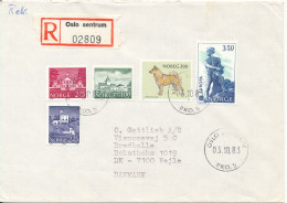 Norway Registered Cover Sent To Denmark Oslo Centrum 3-10-1983 - Lettres & Documents
