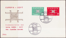 Europa CEPT 1963 Turquie - Türkei - Turkey FDC4 Y&T N°1672 à 1673 - Michel N°1888 à 1889 - 1963