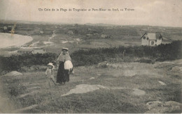 Trévou Tréguignec * Au Fond Port Blanc , Et La Plage Du Village * Villageois - Autres & Non Classés