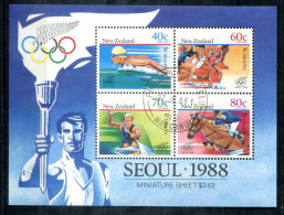 NEUSEELAND Block 16, Bl.16 Canc -Olympische Spiele Seoul,Kanu,Reitsport,Canoe,Equestrian- NEW ZEALAND / NOUVELLE-ZÉLANDE - Blocks & Sheetlets