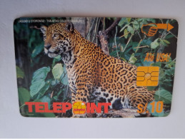 PERU   CHIPCARD   10,00 $ / LUIPAARD/LEOPARD/JAGUAR  / WHITE BACKSIDE / TELEPOINT      Fine Used Card  ** 14653** - Perú