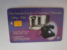 GUERNSEY / CHIPCARD/ 6 POUND / OLD TELEPHONE  100 YEARS  / GUERNSEY TELECOM       USED  CARD     **14658** - [ 7] Jersey Und Guernsey