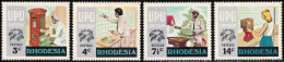 Rhodesia (Zimbabwe) 1974, 100 Years Of The Universal Postal Union (UPU) - 4 V. MNH - UPU (Union Postale Universelle)