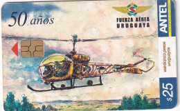 URUGUAY - Fuerza Aerea Uruguaya, Helicopter/Bell H-13 G(310a), Chip GEM3.3, 12/03, Used - Esercito