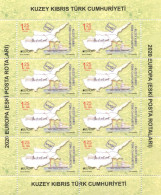 2020 - EUROPA - MAPS - SHIPS - OLD POSTAL ROUTES TURKISH CYPRIOT STAMPS - STAMPS (2 SHEETS) - YEAR  2020 - 2020