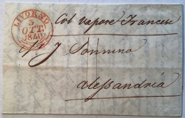 LIVORNO 1840 (Toscana)cover>ALEXANDRIA EGYPT „ALEXANDRIE EGYPTE“ Bureau Français  (BFE Levant Levante Tuscany Lettera - Toskana