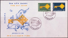 Europa CEPT 1968 Turquie - Türkei - Turkey FDC1 Y&T N°1868 à 1869 - Michel N°2095 à 2096 - 1968