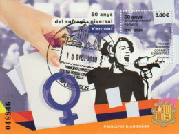 50 Anys Del Sufragi Universal Femini/ 50 Years Of Universal Women's Suffrage In Andorra.Miniature Sheet Used 1st Quality - Gebruikt