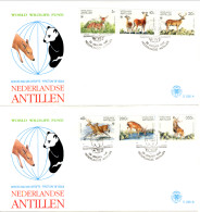 NETHERLANDS ANTILLES: 1991 - 2  FDCs - World Wildlife Fund / Animals  (E235) - Curaçao, Nederlandse Antillen, Aruba