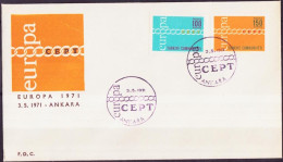 Turquie - Türkei - Turkey FDC1 1971 Y&T N°1981 à 1982 - Michel N°2210 à 2211 - EUROPA - FDC