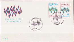 Europa CEPT 1972 Turquie - Türkei - Turkey FDC1 Y&T N°2024 à 2025 - Michel N°2253 à 2254 - 1972