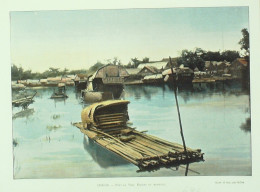 Chine Tonkin Vinh Port Radeau De Bambous - Prints & Engravings