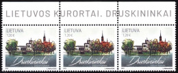 LITHUANIA 2023-12 Health Vacations: Resort Druskininkai. Painting. Top STRIP Of 3v, MNH - Autres & Non Classés