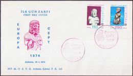 Europa CEPT 1974 Turquie - Türkei - Turkey FDC2 Y&T N°2089 à 2090 - Michel N°2320 à 2321 - 1974