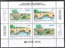 2018 - EUROPA - BRIDGES - TURKISH CYPRIOT STAMPS - BLOCKS  - 18TH MAY 2018 - 2018