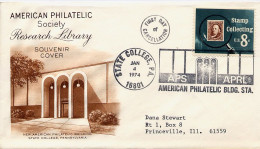 USA -  AMERICAN PHILATELIC SOCIETY BLDG - STATE COLLEGE, PA - First Day Cancellation  JAN 4 1974 - 1971-1980