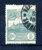 1903 SAN MARINO N.35 5 CENTESIMI Verde USATO - Used Stamps