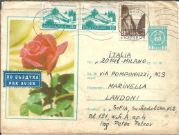 Busta Pubblicitaria "Rosa", Bulgaria, Viaggiata Da Sofia A Milano 1978, Francobollo Prestampato - Covers & Documents