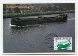 PAYS-BAS CARTE MAXIMUM DU N°1137 TRANSPORT FLUVIAL AVEC OBL AMSTERDAM 26 VIII 80 - Maximumkaarten