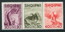 ALBANIA 1937 25th Anniversary Of Independence Singles Ex Block Block MNH / **.  Michel  261-63 - Albanië