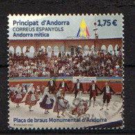 2022: “Andorra Mítica”, Plaça De Braus Monumental D'Andorra Obliterado 1ª Calidad (Bailes Folclóricos) Alto Facial. - Used Stamps