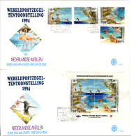 NETHERLANDS ANTILLES: 1994 -  2 FDCs - PhilaKorea, Birds, Dolphins + Sheetlet (E257) - Curaçao, Nederlandse Antillen, Aruba