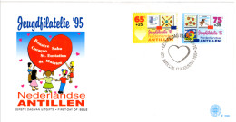 NETHERLANDS ANTILLES: 1995 - FDC - Youth Philately - Stamps On Stamos (E266) - Curaçao, Nederlandse Antillen, Aruba