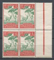 CALEDONIE 1928 N° 27 ** Bloc De 4 Neuf MNH TTB C 6.00 € Faune Animaux Cerf Et Niaouli Arbre Tree - Segnatasse