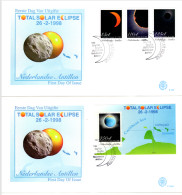 NETHERLANDS ANTILLES: 1998 2 FDCs - Solar Eclipse  (E289/a) - Curaçao, Nederlandse Antillen, Aruba