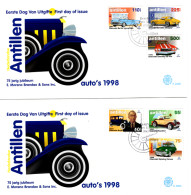 NETHERLANDS ANTILLES: 1998 2 FDCs- Vintage Cars (E292a/b) - Curaçao, Nederlandse Antillen, Aruba