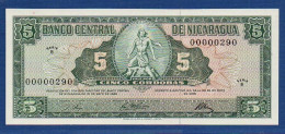 NICARAGUA - P.116 – 5 Córdobas 1968 UNC, S/n B 00000290 Very LOW Serial Number - Nicaragua