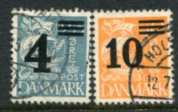 DENMARK 1934 Surcharges On Caravelle Used.  Michel 215-16 - Gebraucht