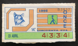 SUB 115A,  CAPICUA Lottery Ticket, Spain, ONCE, « Dogs », « Perros », « Spitz », # 4334, 1986 - Billetes De Lotería