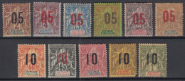 Anjouan 1912 Yvert#20-30 Mint Hinged - Unused Stamps