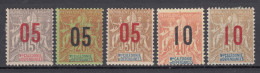 New Caledonia Nouvelle Caledonie 1912 Yvert#105-109 Mint Hinged - Neufs