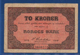 NORWAY - P.14a – 2 Kroner 1918 F/VF, S/n 2686223 - Norvège