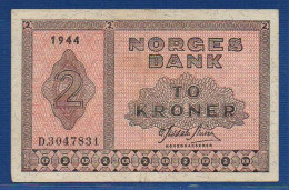NORWAY - P.16a1 – 2 Kroner 1944 VF/XF, S/n D.3047831 - Noruega