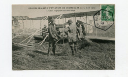 !!! MEETING DE BETHENY DE 1909, CPA DE LEFEBVRE EXPLIQUANT SON ATTERRISSAGE, CACHET SPECIAL - Aviazione