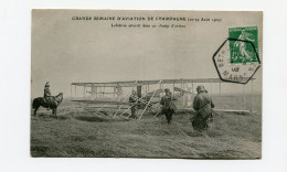 !!! MEETING DE BETHENY DE 1909, CPA DE LEFEBVRE ATTERRISSANT DANS UN CHAMP, CACHET SPECIAL - Luchtvaart