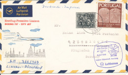 Portugal First Flight Cover Lufthansa Boeing 737 City Jet Lisboa - Düsseldorf 6-4-1968 - Storia Postale