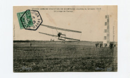 !!! MEETING DE BETHENY DE 1909, CPA UN VIRAGE DE FARMAN, CACHET SPECIAL - Aviación